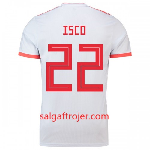 Spanien Fodboldtrøjer Isco 22 Udebanesæt VM 2018 Spanien Fodboldtrøjer Isco 22 Udebanesæt VM 2018